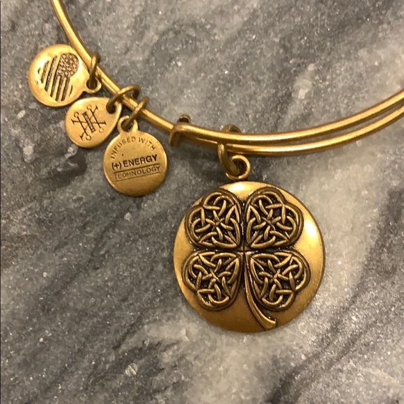 Gold Alex + Ani four leaf clover bangle - Picture 2 of 3